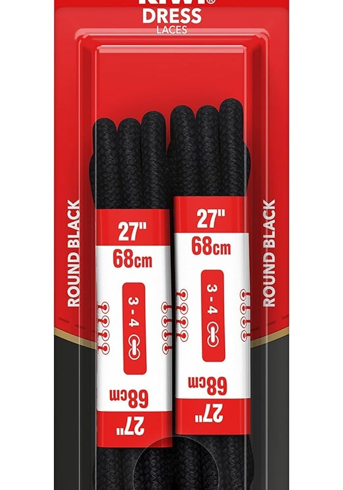 SC Johnson Kiwi Dress Shoe Laces - 27-Inch Round Black Laces (Pack of 2) - Image 1